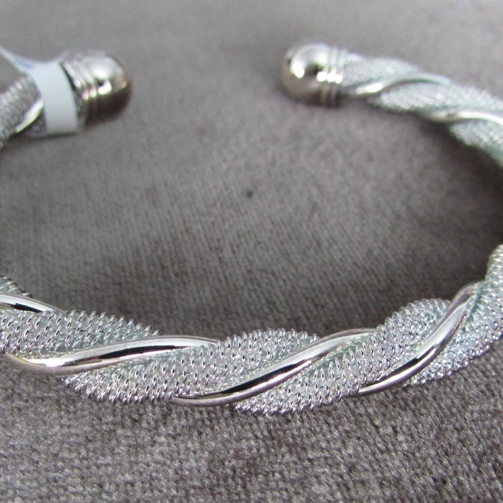 Sterling Silver Wrap Rope Bracelet Cuff - Picture 5 of 6